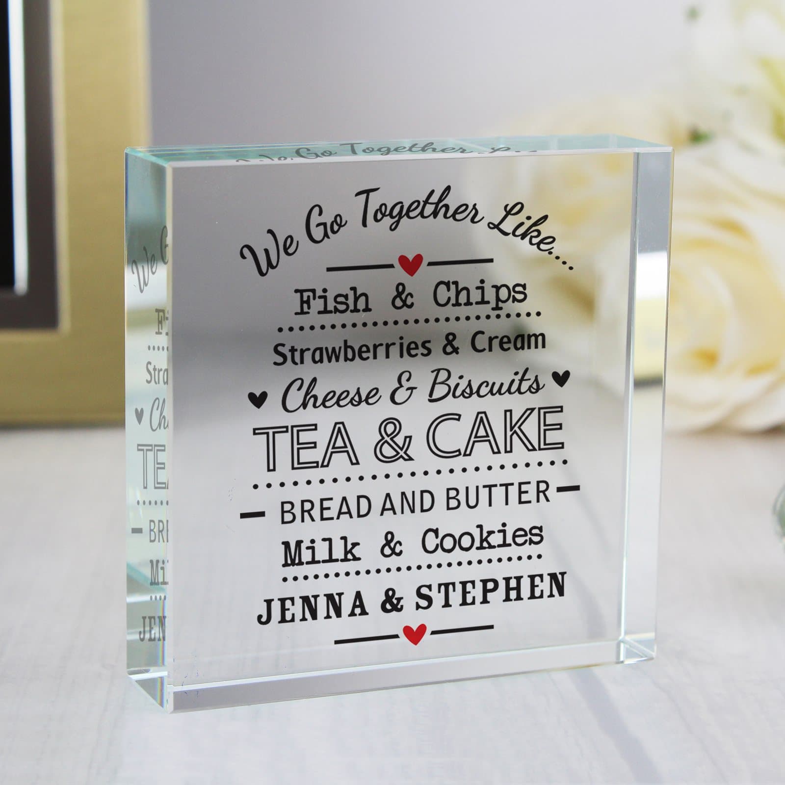 We Go Together Like crystal token with a black gift box