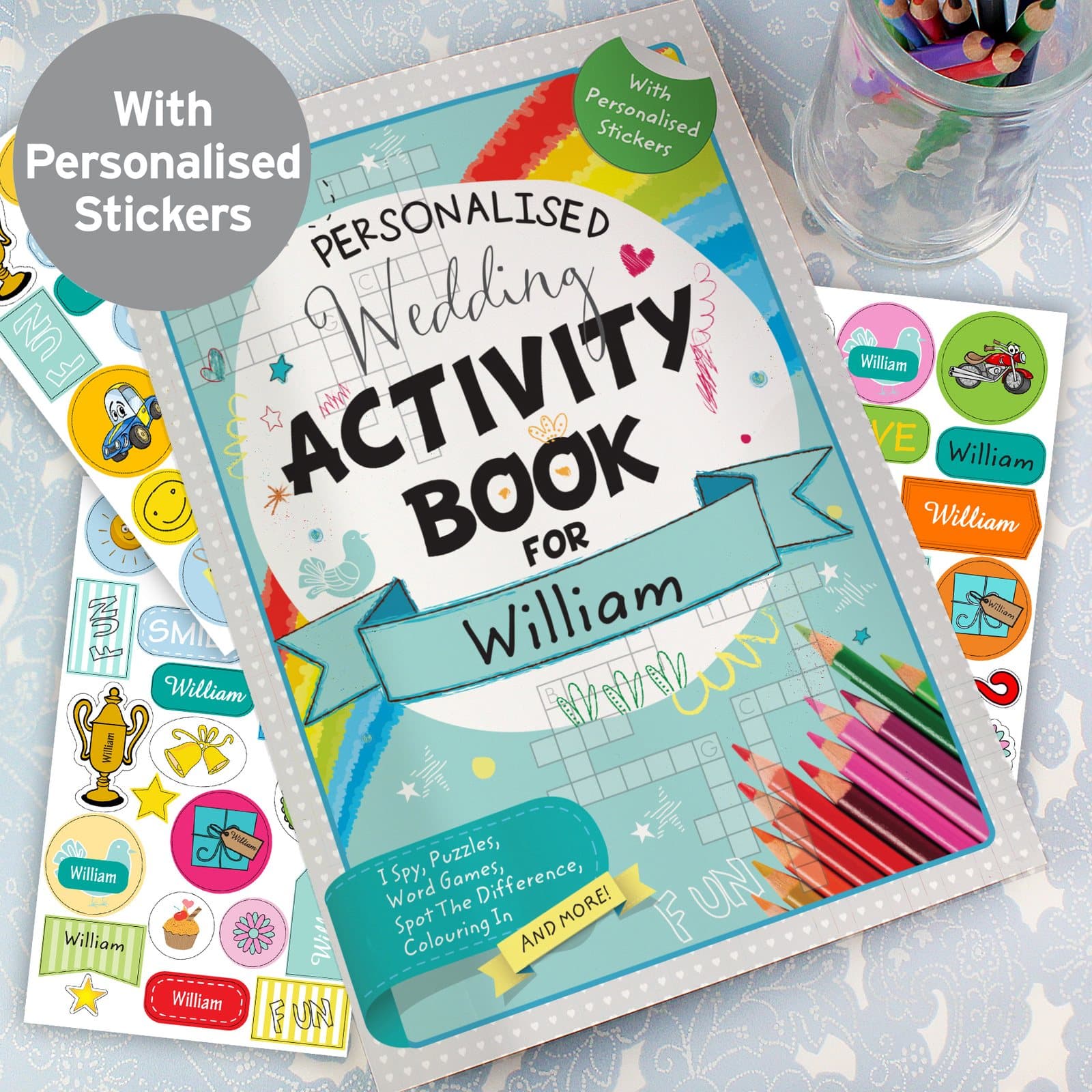 Personalised wedding activity book with stickers