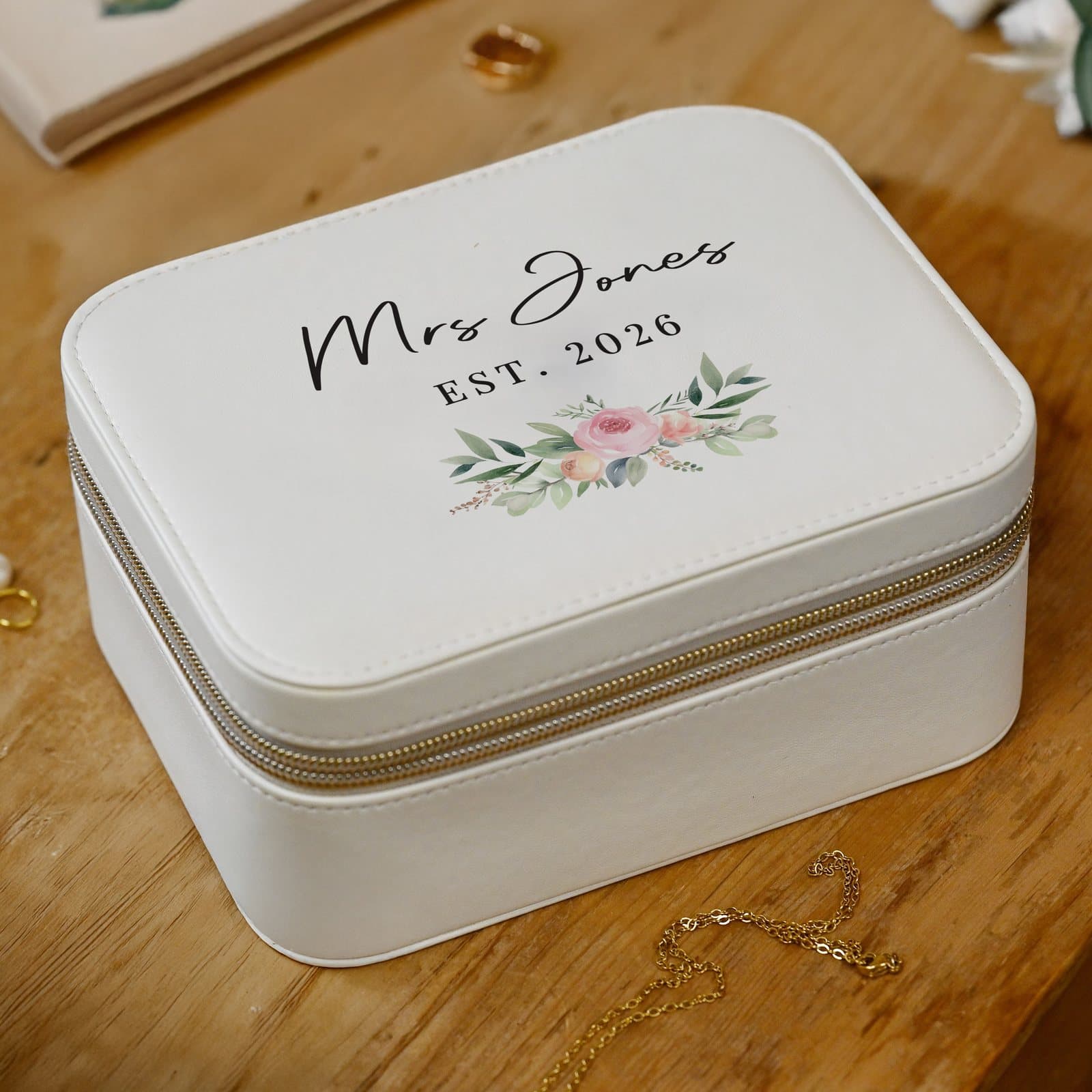 Faux leather wedding jewellery box