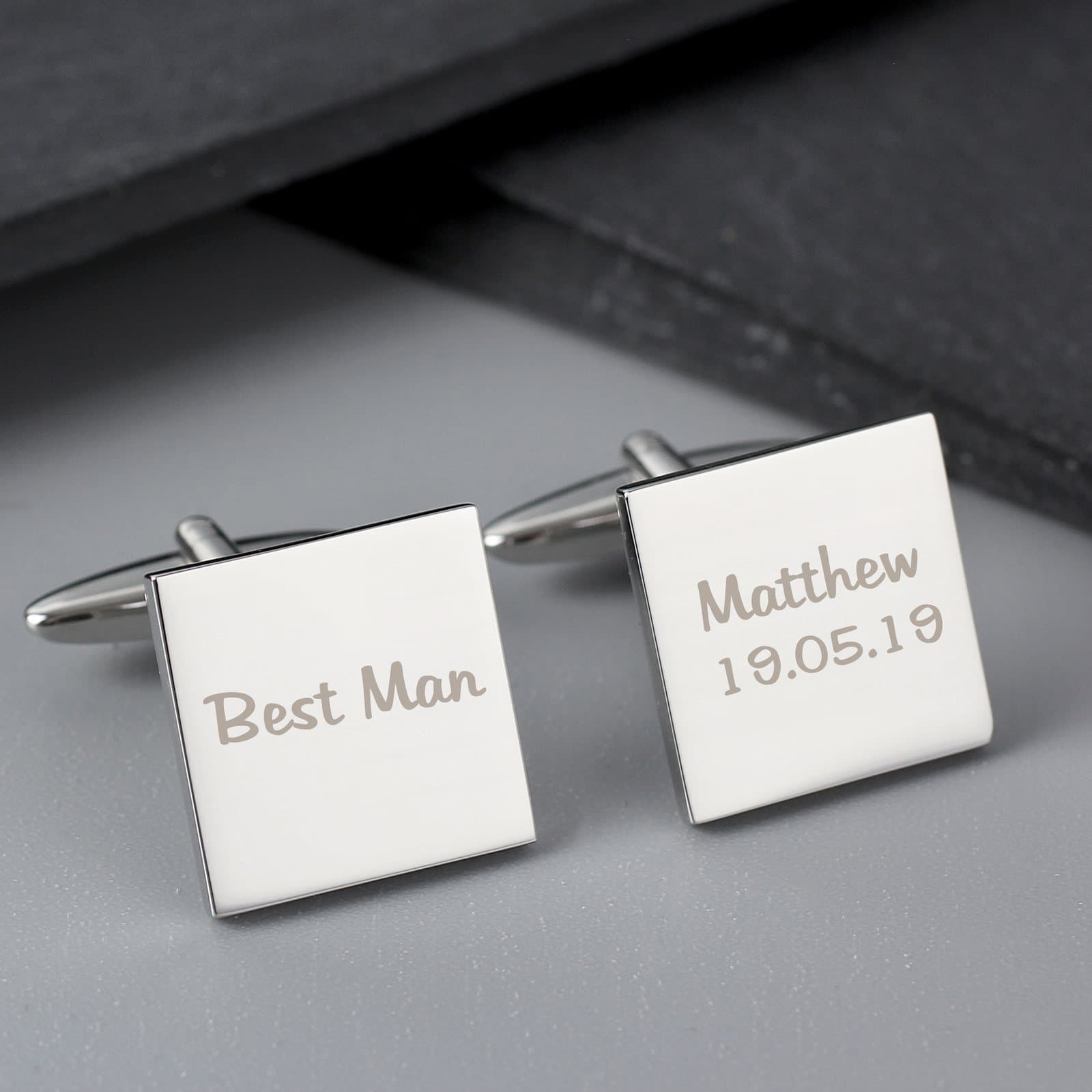 Pair of square personalised cufflinks