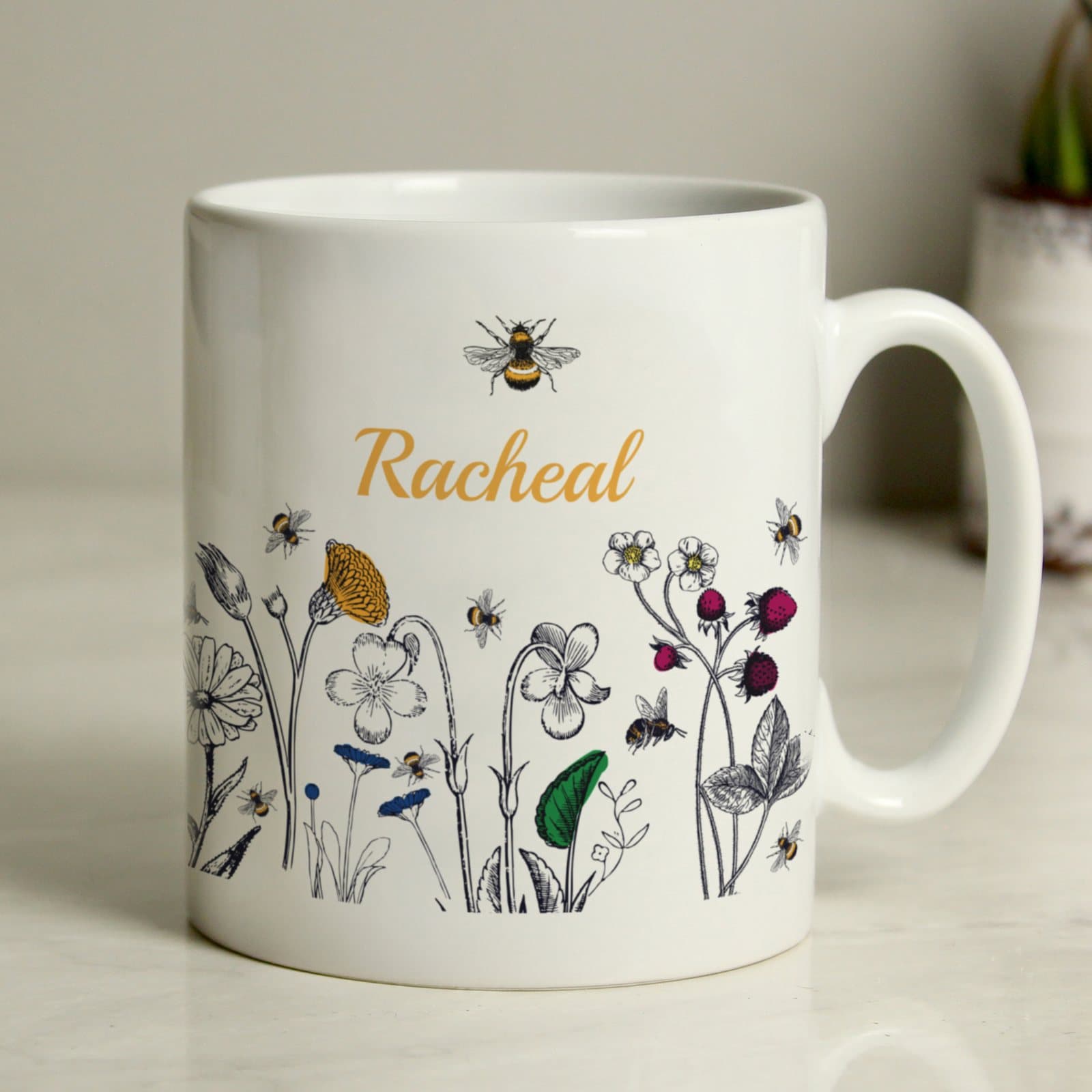 Floral-themed ceramic wild flower mug