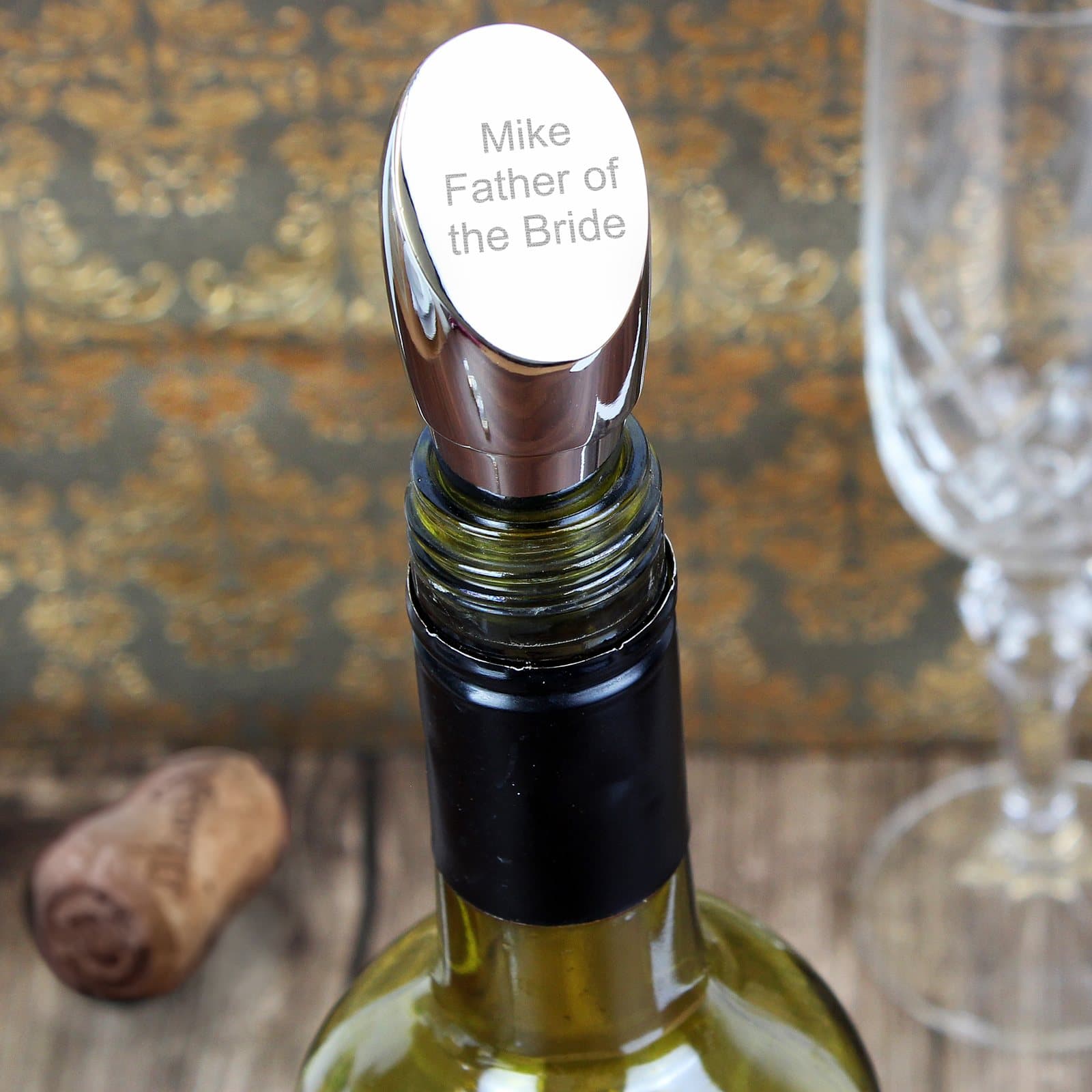 Silver plated personalised wine stopper