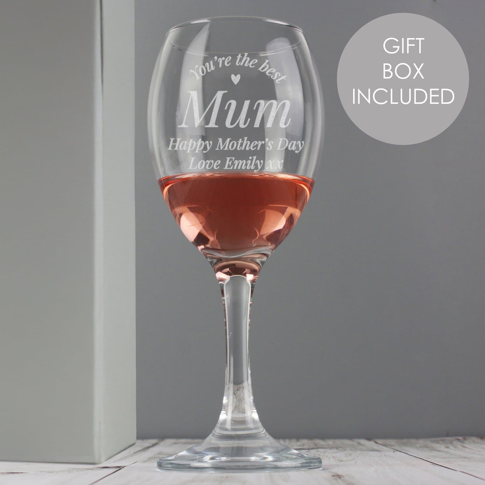 Personalised wine glass with You're The Best and a name or role