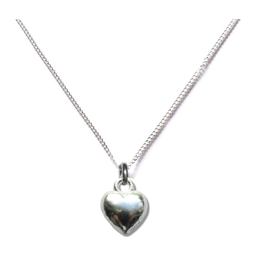 Silver heart charm necklace on a chain
