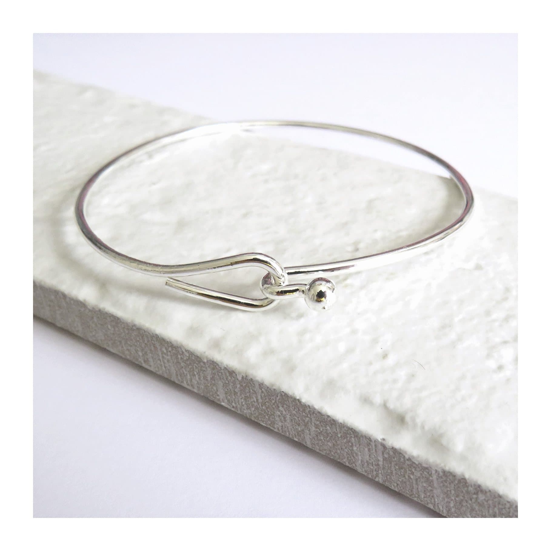 Silver hoop bangle, sterling silver plated, 18 cm across