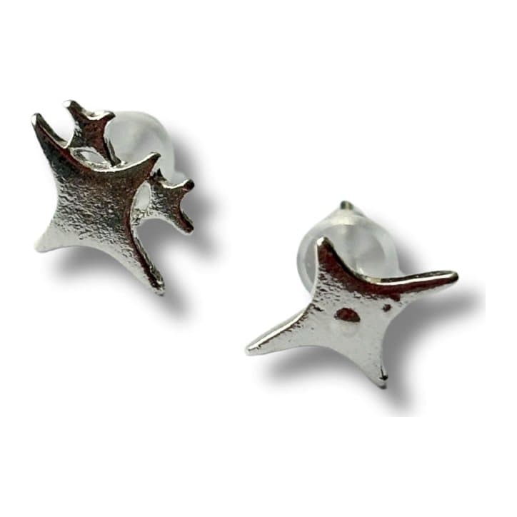 Sterling silver star stud earrings with a sparkling star design