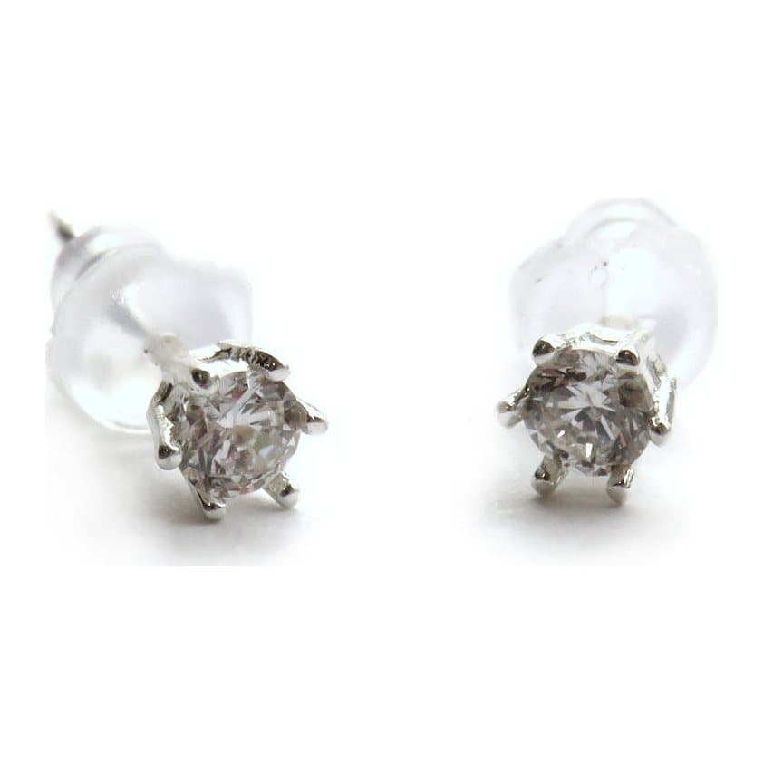 Sterling silver stud earrings with clear 4mm crystal stones
